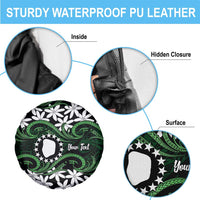 Personalised Cook Islands Mitiaro Spare Tire Cover Tiare Maori Polynesian Waves Tattoo LT14 - Polynesian Pride