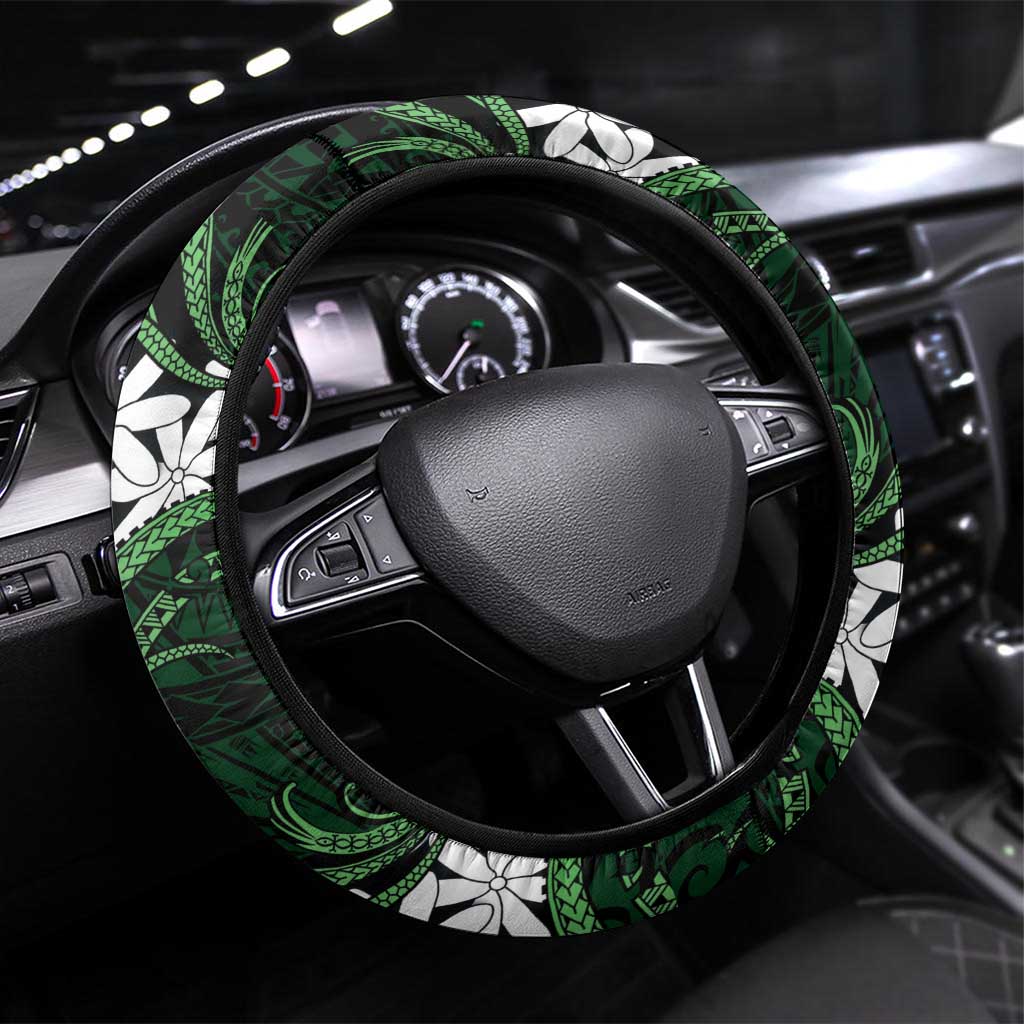 Cook Islands Mitiaro Steering Wheel Cover Tiare Maori Polynesian Waves Tattoo