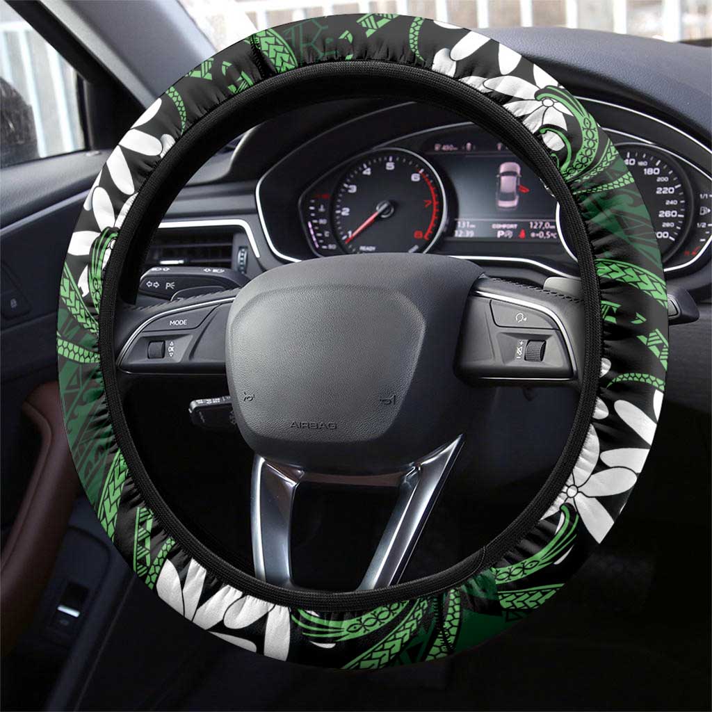 Cook Islands Mitiaro Steering Wheel Cover Tiare Maori Polynesian Waves Tattoo LT14 - Polynesian Pride