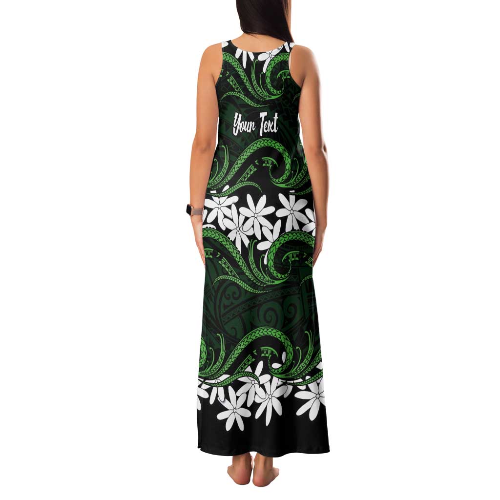 Personalised Cook Islands Mitiaro Tank Maxi Dress Tiare Maori Polynesian Waves Tattoo LT14 - Polynesian Pride
