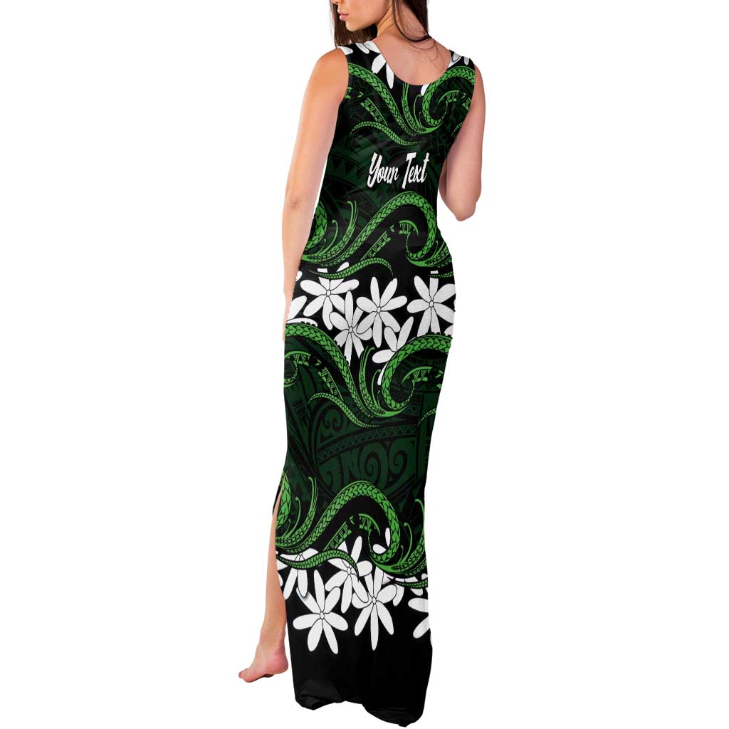 Personalised Cook Islands Mitiaro Tank Maxi Dress Tiare Maori Polynesian Waves Tattoo LT14 - Polynesian Pride