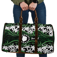 Personalised Cook Islands Mitiaro Travel Bag Tiare Maori Polynesian Waves Tattoo LT14 Green - Polynesian Pride