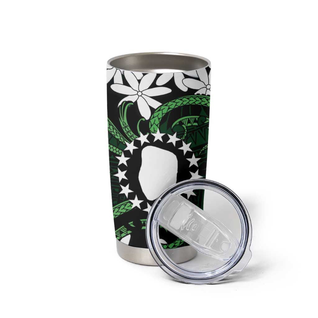 Personalised Cook Islands Mitiaro Tumbler Cup Tiare Maori Polynesian Waves Tattoo LT14 - Polynesian Pride
