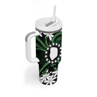 Personalised Cook Islands Mitiaro Tumbler With Handle Tiare Maori Polynesian Waves Tattoo LT14 - Polynesian Pride