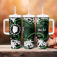 Personalised Cook Islands Mitiaro Tumbler With Handle Tiare Maori Polynesian Waves Tattoo LT14 - Polynesian Pride