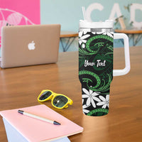 Personalised Cook Islands Mitiaro Tumbler With Handle Tiare Maori Polynesian Waves Tattoo LT14 - Polynesian Pride