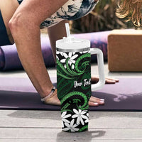 Personalised Cook Islands Mitiaro Tumbler With Handle Tiare Maori Polynesian Waves Tattoo LT14 - Polynesian Pride