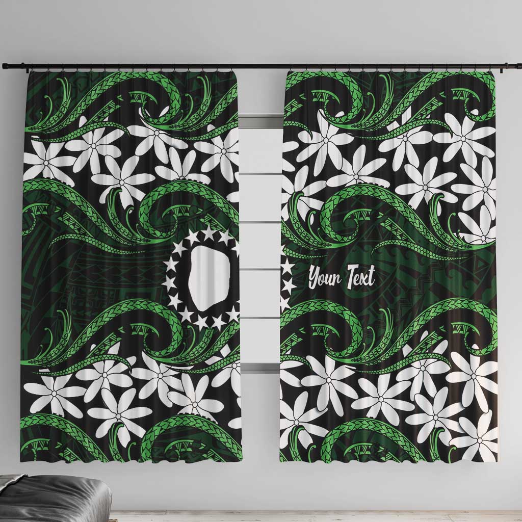 Personalised Cook Islands Mitiaro Window Curtain Tiare Maori Polynesian Waves Tattoo