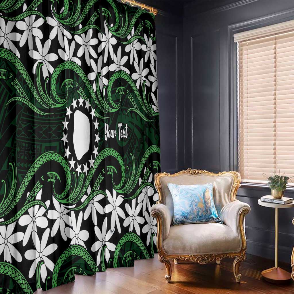 Personalised Cook Islands Mitiaro Window Curtain Tiare Maori Polynesian Waves Tattoo