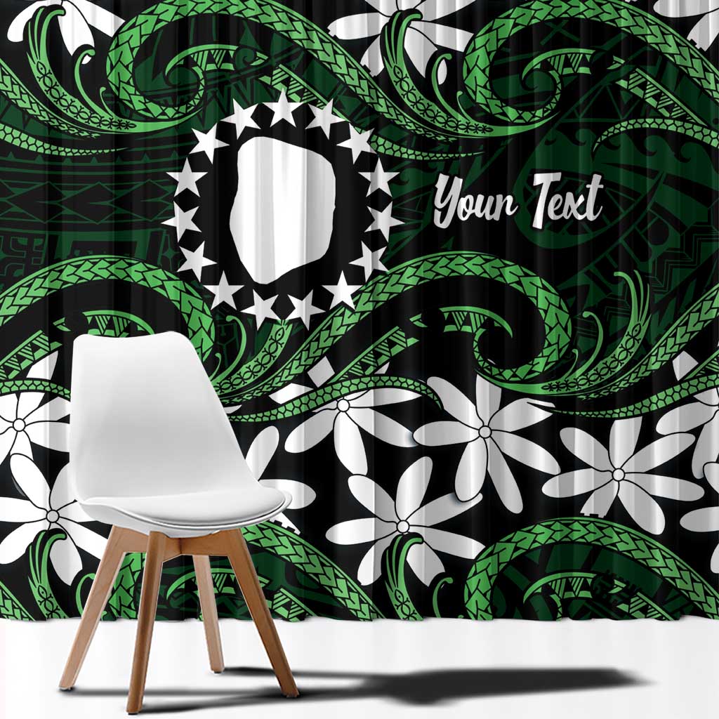 Personalised Cook Islands Mitiaro Window Curtain Tiare Maori Polynesian Waves Tattoo