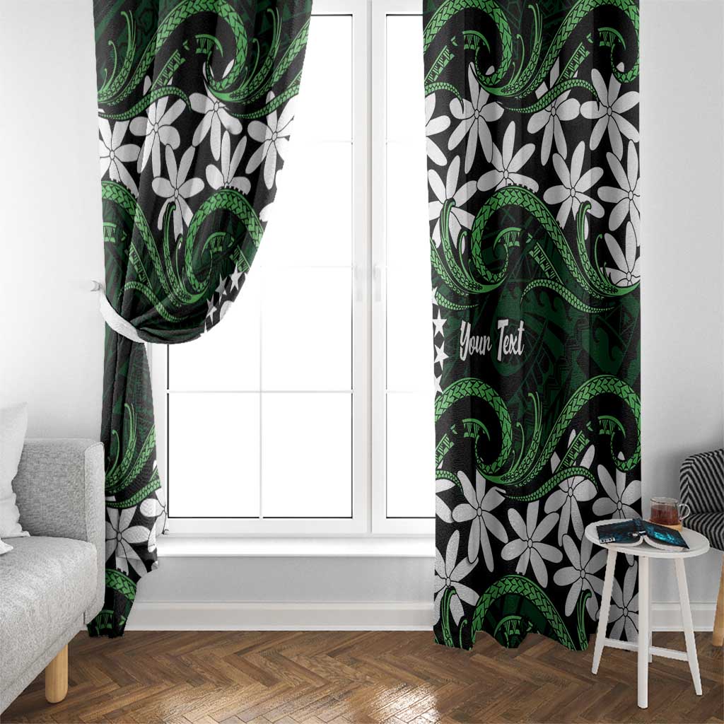 Personalised Cook Islands Mitiaro Window Curtain Tiare Maori Polynesian Waves Tattoo