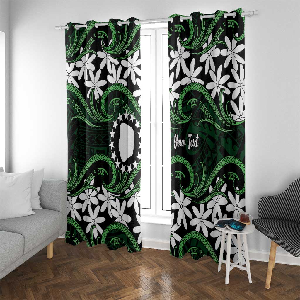 Personalised Cook Islands Mitiaro Window Curtain Tiare Maori Polynesian Waves Tattoo