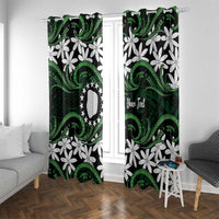 Personalised Cook Islands Mitiaro Window Curtain Tiare Maori Polynesian Waves Tattoo