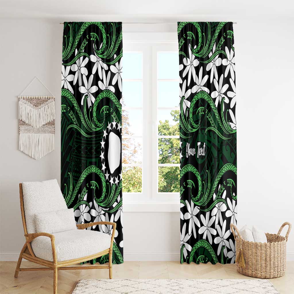 Personalised Cook Islands Mitiaro Window Curtain Tiare Maori Polynesian Waves Tattoo