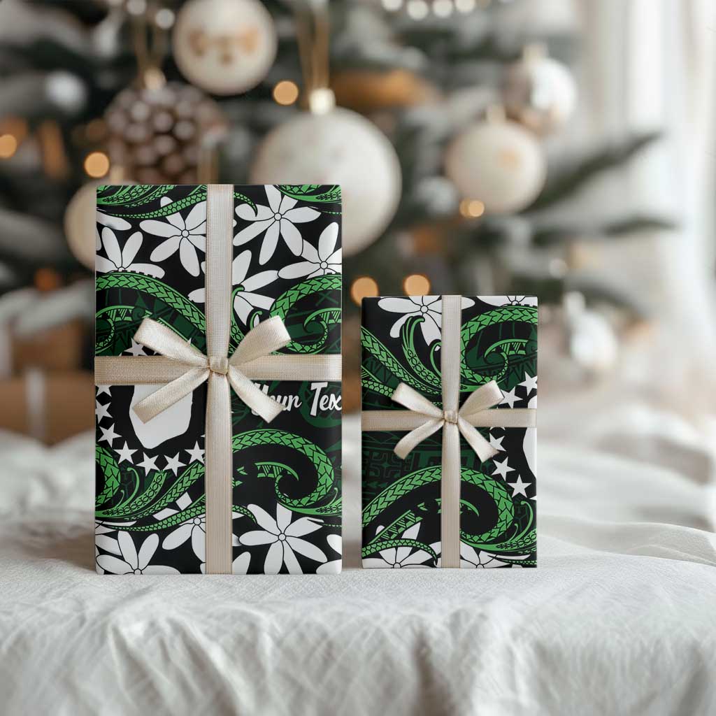 Personalised Cook Islands Mitiaro Wrapping Paper Tiare Maori Polynesian Waves Tattoo LT14 - Polynesian Pride