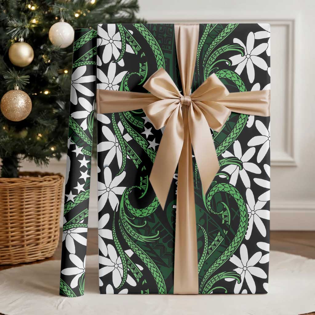 Personalised Cook Islands Mitiaro Wrapping Paper Tiare Maori Polynesian Waves Tattoo LT14 - Polynesian Pride