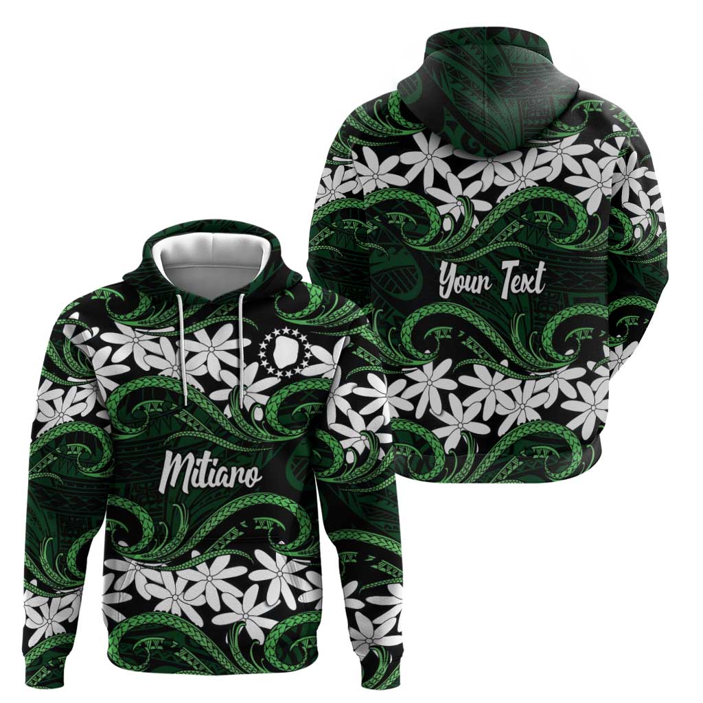 Personalised Cook Islands Mitiaro Zip Hoodie Tiare Maori Polynesian Waves Tattoo LT14 - Polynesian Pride