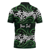Personalised Cook Islands Mitiaro Zipper Polo Shirt Tiare Maori Polynesian Waves Tattoo LT14 - Polynesian Pride