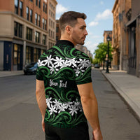 Personalised Cook Islands Mitiaro Zipper Polo Shirt Tiare Maori Polynesian Waves Tattoo LT14 - Polynesian Pride