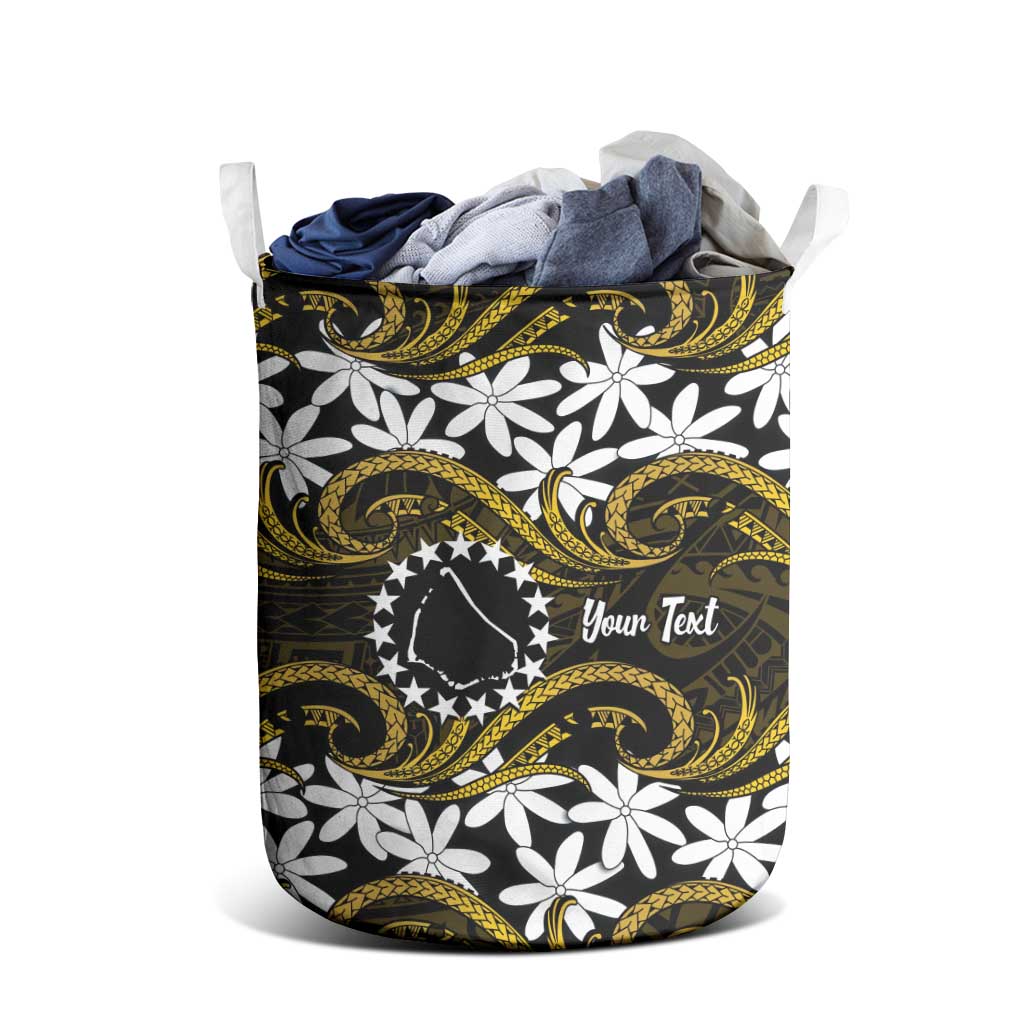 Personalised Cook Islands Manihiki Laundry Basket Tiare Maori Polynesian Waves Tattoo LT14 - Polynesian Pride