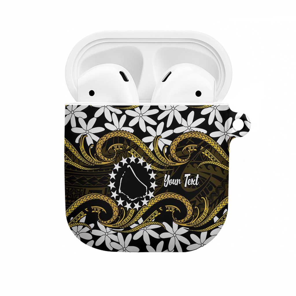 Personalised Cook Islands Manihiki AirPods Case Tiare Maori Polynesian Waves Tattoo