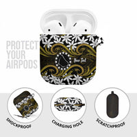 Personalised Cook Islands Manihiki AirPods Case Tiare Maori Polynesian Waves Tattoo
