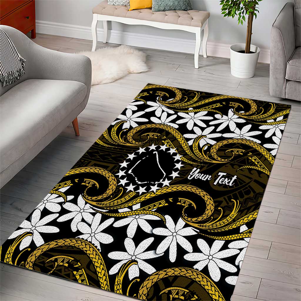Personalised Cook Islands Manihiki Area Rug Tiare Maori Polynesian Waves Tattoo LT14 - Polynesian Pride