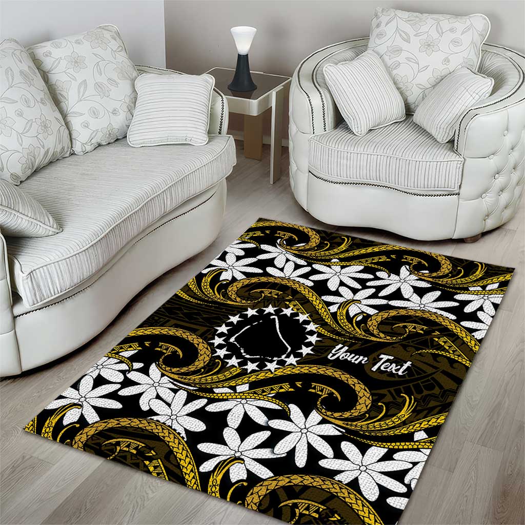 Personalised Cook Islands Manihiki Area Rug Tiare Maori Polynesian Waves Tattoo LT14 - Polynesian Pride