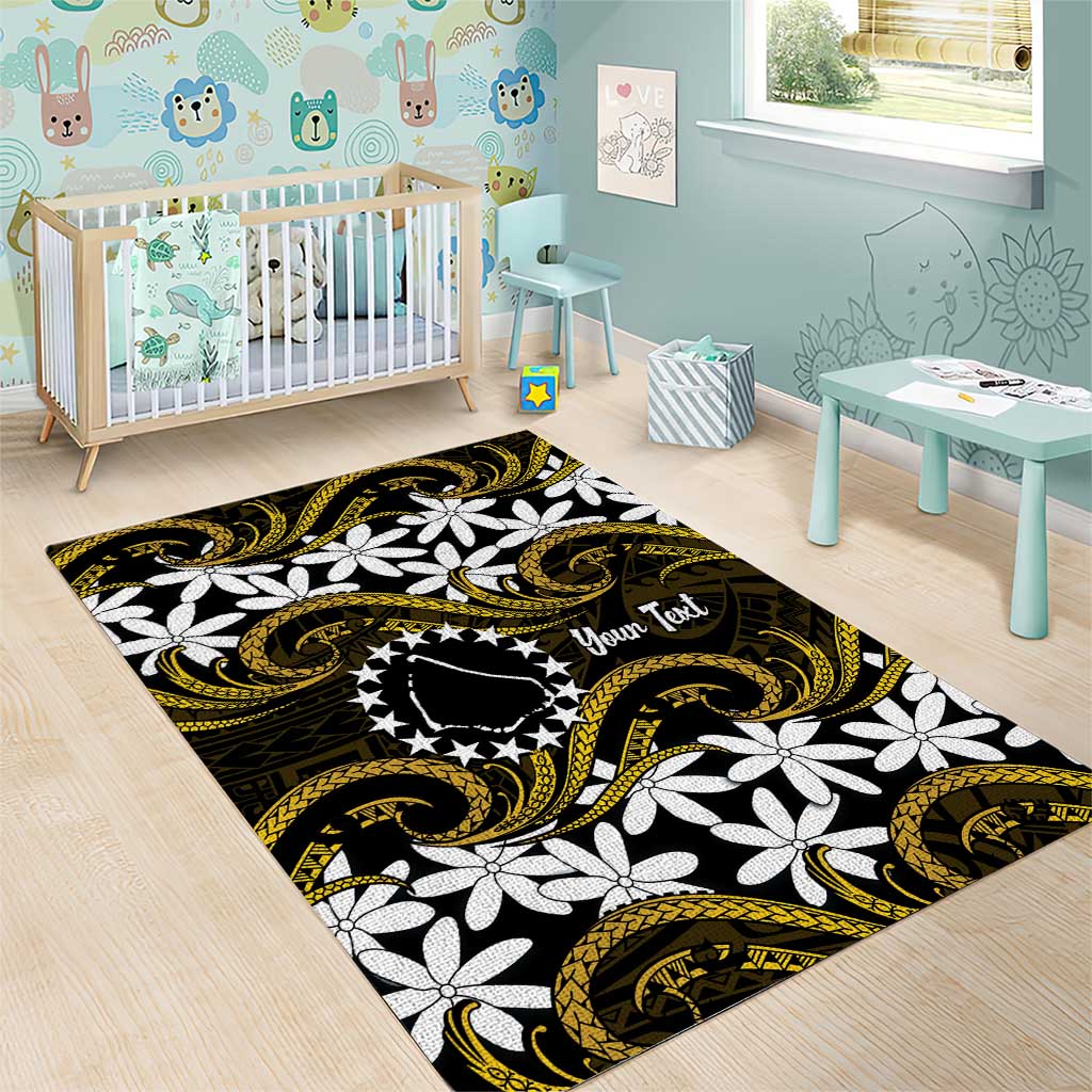 Personalised Cook Islands Manihiki Area Rug Tiare Maori Polynesian Waves Tattoo LT14 - Polynesian Pride