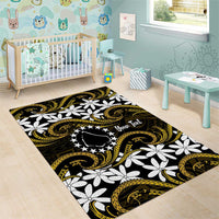 Personalised Cook Islands Manihiki Area Rug Tiare Maori Polynesian Waves Tattoo LT14 - Polynesian Pride