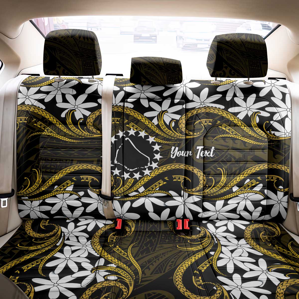 Personalised Cook Islands Manihiki Back Car Seat Cover Tiare Maori Polynesian Waves Tattoo LT14 - Polynesian Pride