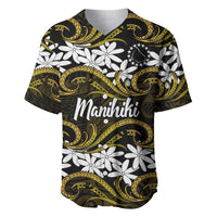 Personalised Cook Islands Manihiki Baseball Jersey Tiare Maori Polynesian Waves Tattoo LT14 Gold - Polynesian Pride