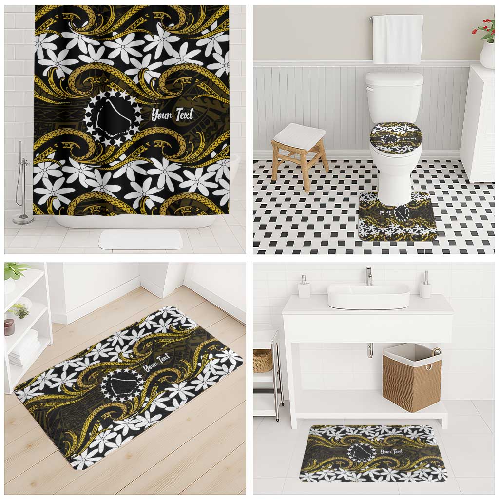 Personalised Cook Islands Manihiki Bathroom Set Tiare Maori Polynesian Waves Tattoo