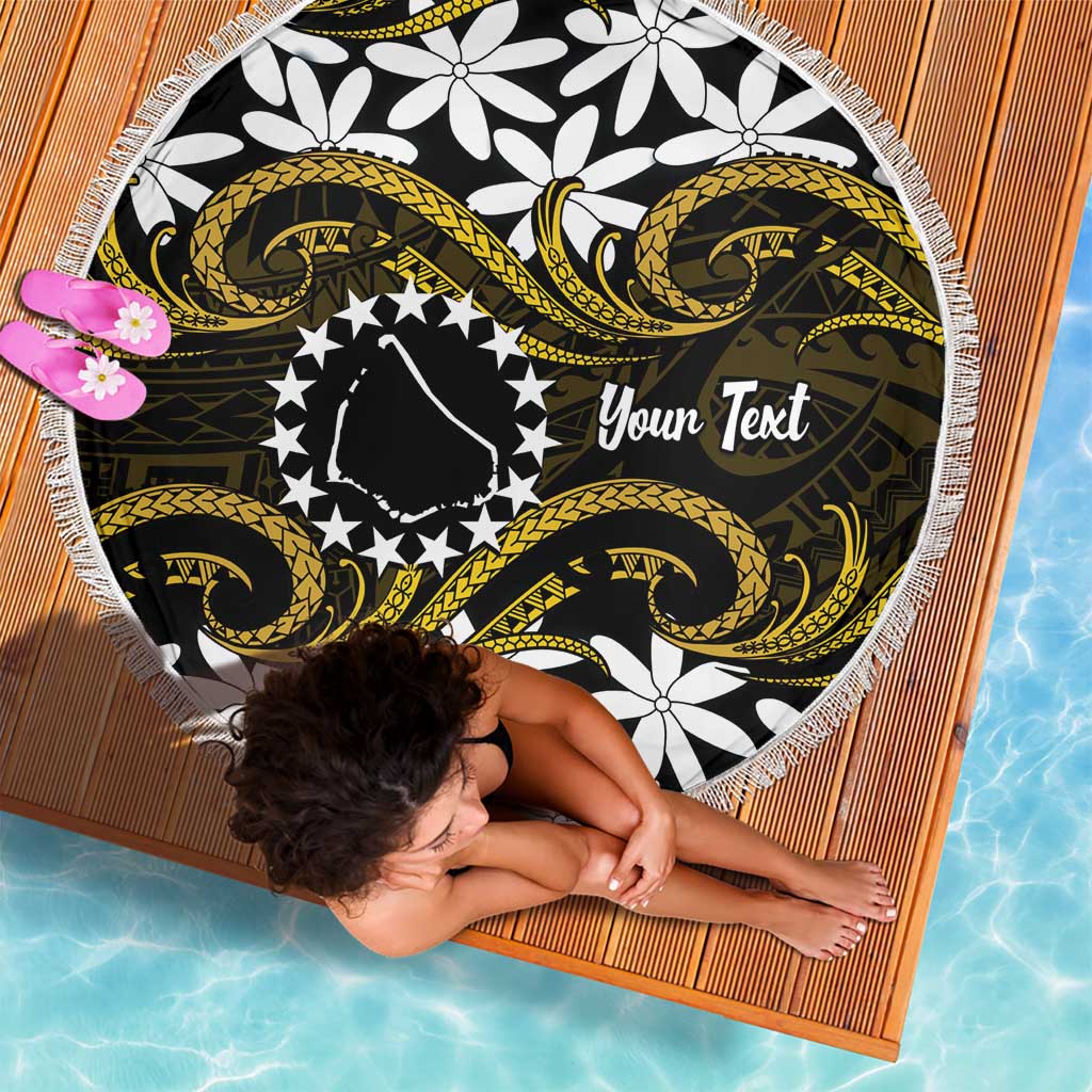 Personalised Cook Islands Manihiki Beach Blanket Tiare Maori Polynesian Waves Tattoo LT14 - Polynesian Pride
