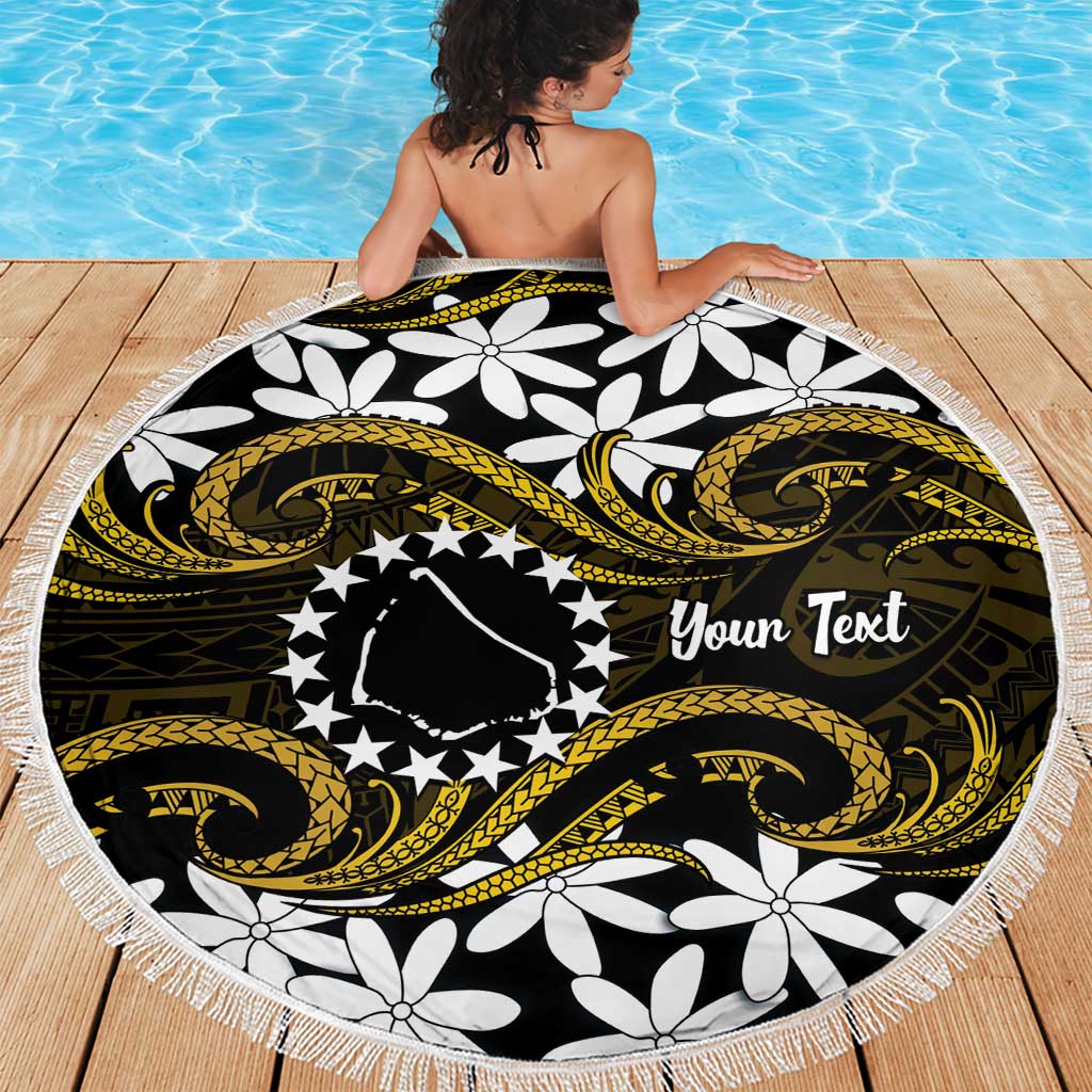 Personalised Cook Islands Manihiki Beach Blanket Tiare Maori Polynesian Waves Tattoo LT14 - Polynesian Pride