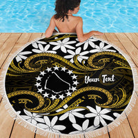 Personalised Cook Islands Manihiki Beach Blanket Tiare Maori Polynesian Waves Tattoo LT14 - Polynesian Pride