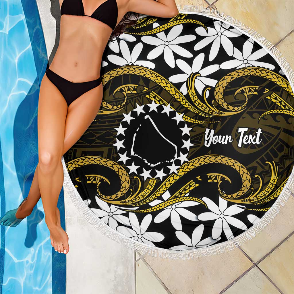 Personalised Cook Islands Manihiki Beach Blanket Tiare Maori Polynesian Waves Tattoo LT14 - Polynesian Pride