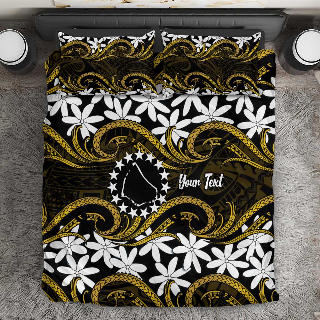 Personalised Cook Islands Manihiki Bedding Set Tiare Maori Polynesian Waves Tattoo