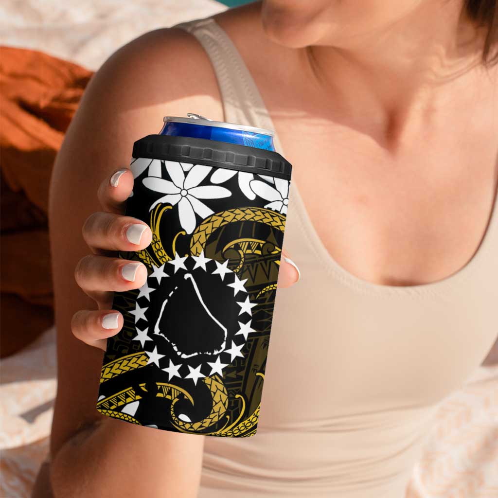 Personalised Cook Islands Manihiki 4 in 1 Can Cooler Tumbler Tiare Maori Polynesian Waves Tattoo LT14 - Polynesian Pride
