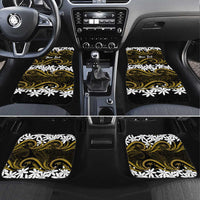 Personalised Cook Islands Manihiki Car Mats Tiare Maori Polynesian Waves Tattoo LT14 Set 4pcs Gold - Polynesian Pride