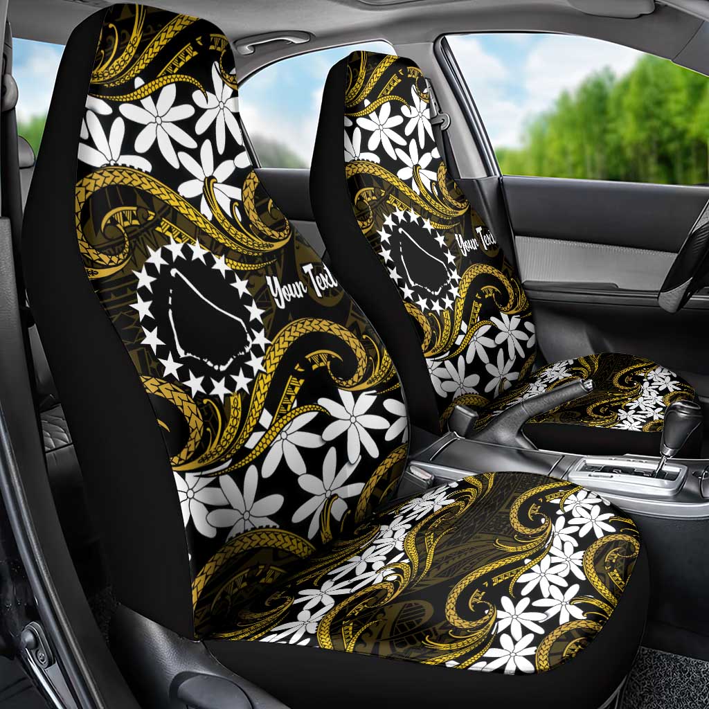 Personalised Cook Islands Manihiki Car Seat Cover Tiare Maori Polynesian Waves Tattoo LT14 - Polynesian Pride