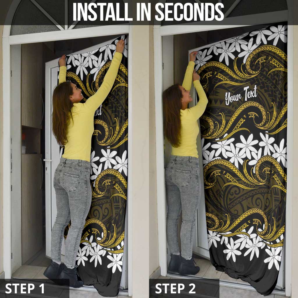 Personalised Cook Islands Manihiki Door Cover Tiare Maori Polynesian Waves Tattoo LT14 - Polynesian Pride