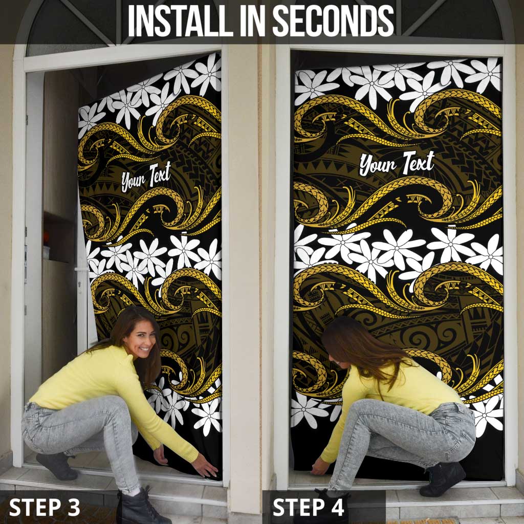 Personalised Cook Islands Manihiki Door Cover Tiare Maori Polynesian Waves Tattoo LT14 - Polynesian Pride