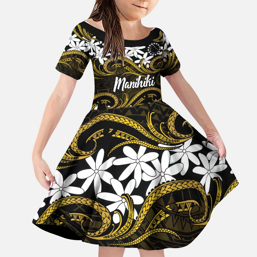 Personalised Cook Islands Manihiki Family Matching Mermaid Dress and Hawaiian Shirt Tiare Maori Polynesian Waves Tattoo