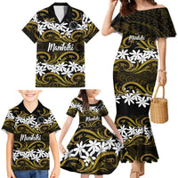 Personalised Cook Islands Manihiki Family Matching Mermaid Dress and Hawaiian Shirt Tiare Maori Polynesian Waves Tattoo