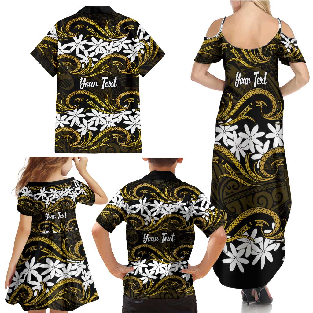 Personalised Cook Islands Manihiki Family Matching Summer Maxi Dress and Hawaiian Shirt Tiare Maori Polynesian Waves Tattoo