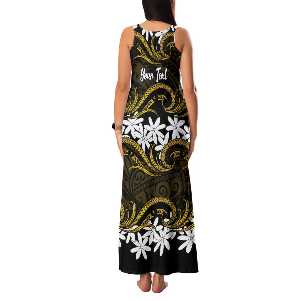 Personalised Cook Islands Manihiki Family Matching Tank Maxi Dress and Hawaiian Shirt Tiare Maori Polynesian Waves Tattoo