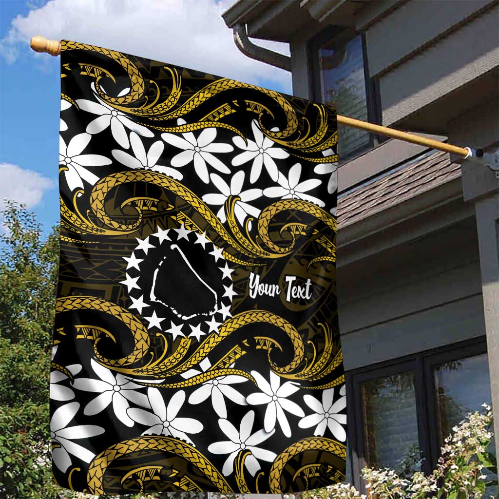 Personalised Cook Islands Manihiki Garden Flag Tiare Maori Polynesian Waves Tattoo LT14 - Polynesian Pride