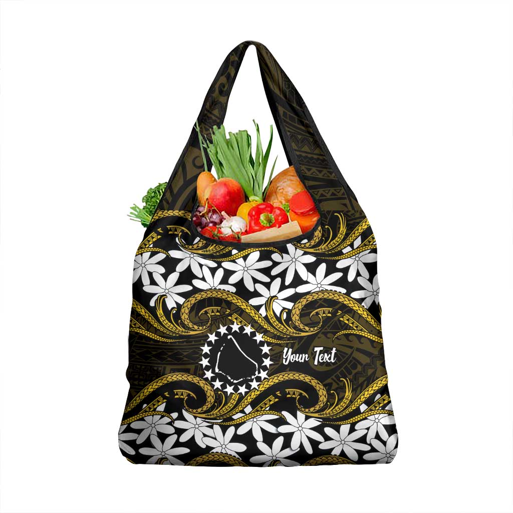 Personalised Cook Islands Manihiki Grocery Bag Tiare Maori Polynesian Waves Tattoo LT14 1-pack One Size Gold - Polynesian Pride