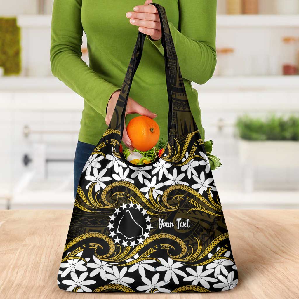 Personalised Cook Islands Manihiki Grocery Bag Tiare Maori Polynesian Waves Tattoo LT14 - Polynesian Pride